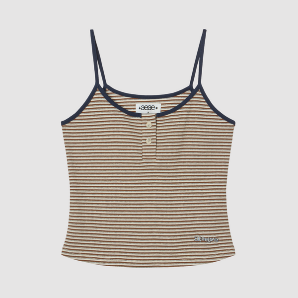 [aeae] STRIPE BUTTON TANK TOP [BEIGE]