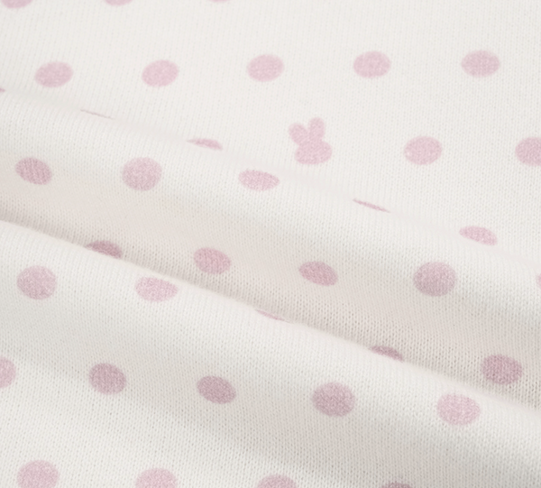 [ESCAPEFROM] Light Pink Rabbit Dot Full Print Two-way Hooded Zip-up Ivory