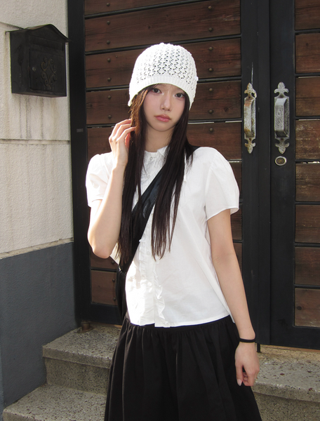 [MODIMOOD] Kyoto Frill Short Sleeved Blouse