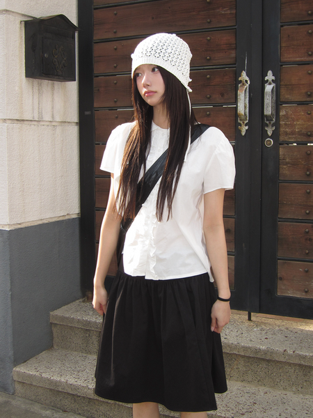 [MODIMOOD] Kyoto Frill Short Sleeved Blouse