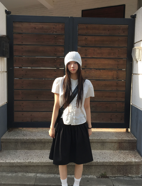 [MODIMOOD] Kyoto Frill Short Sleeved Blouse