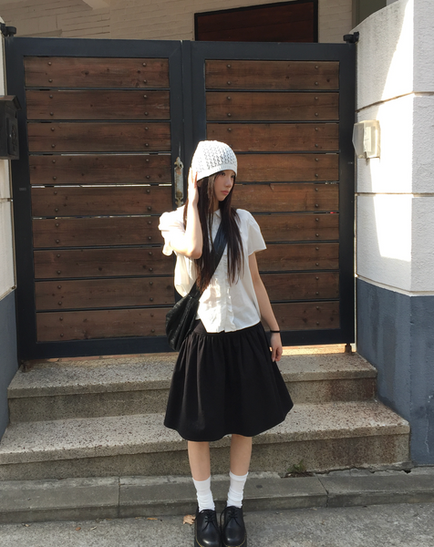 [MODIMOOD] Kyoto Frill Short Sleeved Blouse