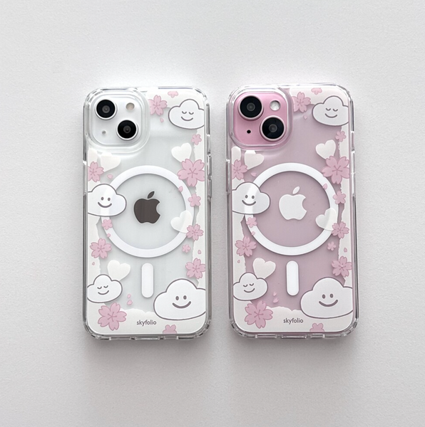 [skyfolio] Blossom White MagSafe Jelly Hard Phone Case