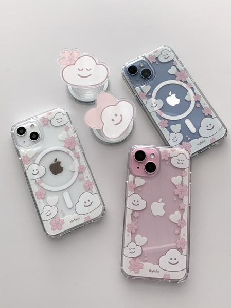 [skyfolio] Blossom White MagSafe Jelly Hard Phone Case