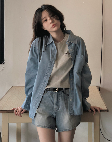 [SLOWAND] Boy Vintage Washing Denim Shirt