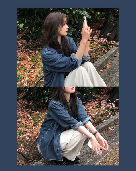 [SLOWAND] Boy Vintage Washing Denim Shirt