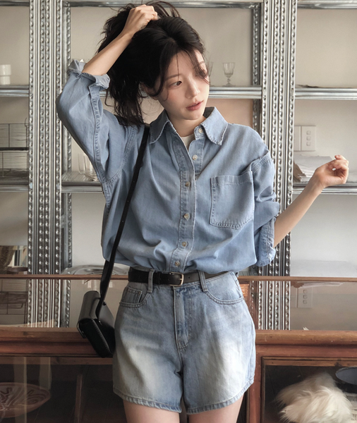[SLOWAND] Boy Vintage Washing Denim Shirt