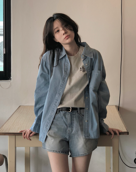 [SLOWAND] Boy Vintage Washing Denim Shirt