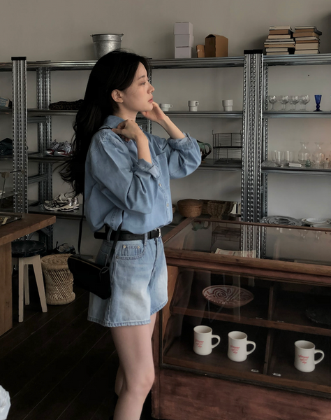 [SLOWAND] Boy Vintage Washing Denim Shirt