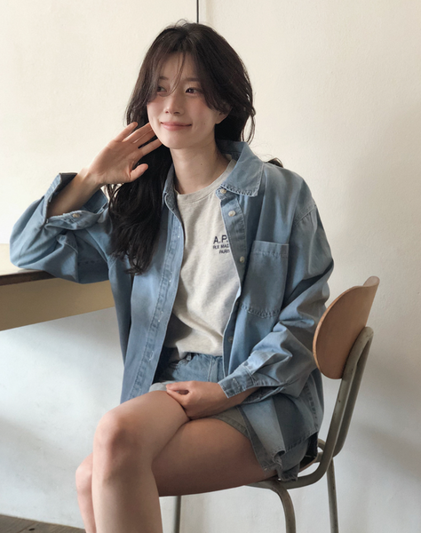 [SLOWAND] Boy Vintage Washing Denim Shirt