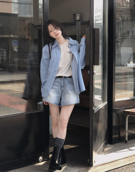 [SLOWAND] Boy Vintage Washing Denim Shirt