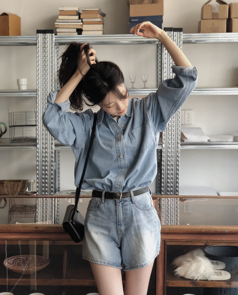 [SLOWAND] Boy Vintage Washing Denim Shirt