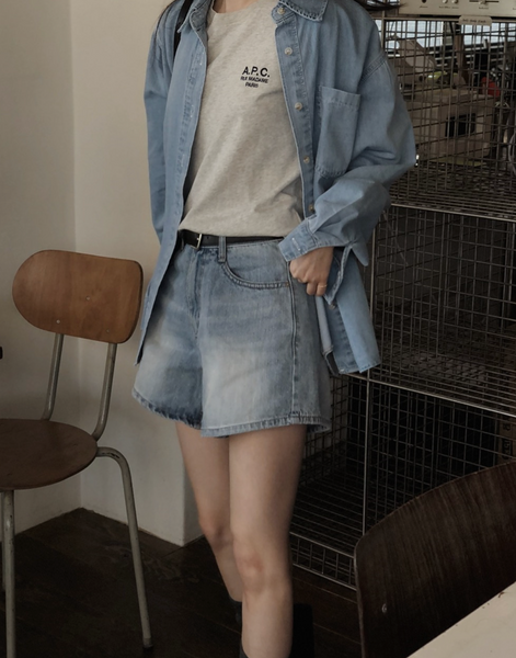 [SLOWAND] Boy Vintage Washing Denim Shirt