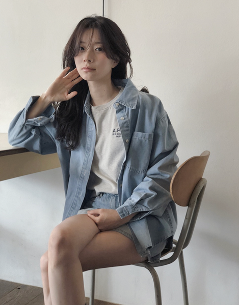 [SLOWAND] Boy Vintage Washing Denim Shirt