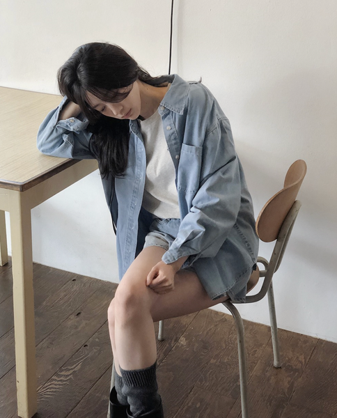 [SLOWAND] Boy Vintage Washing Denim Shirt