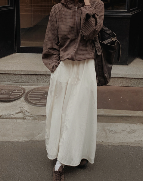 [SLOWAND] Dark Cozy Fine Checkered Hooded Jumper