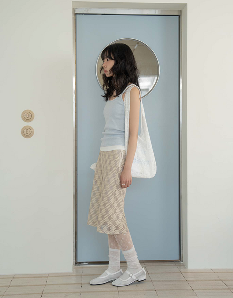 [mucu and ebony] Veil Lace Bag & Scrunch SET White