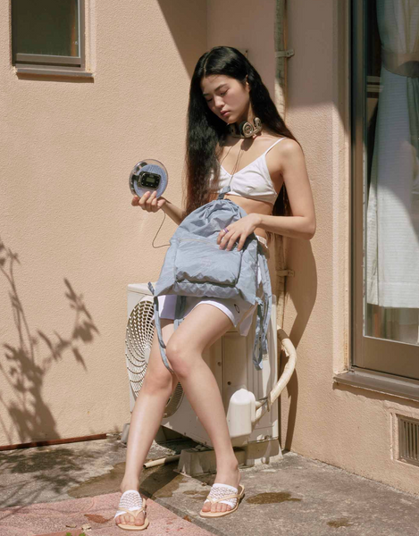 [mucu and ebony] Ridge String Backpack Misty Blue