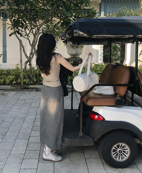 [SLOWAND] # SLOWMADE Vintage-Washed Spring Summer Denim Skirt