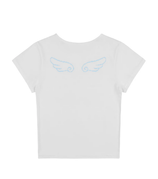 [FANCY CLUB] Angel Mark Cropped T-shirt (WHITE)