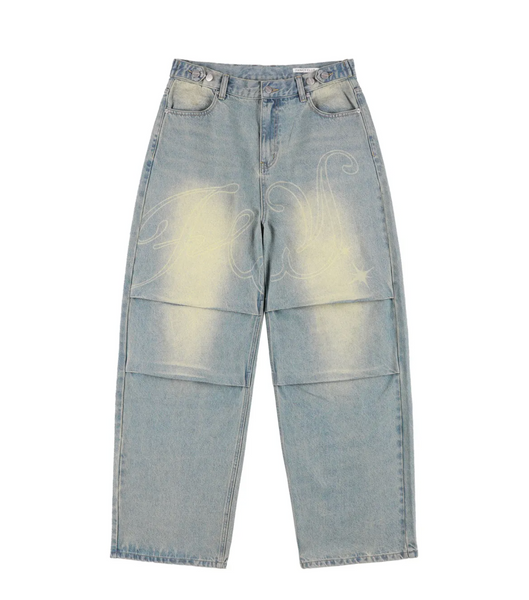 [FANCY CLUB] Angel Vintage Washing Pintuck Pants (BLUE)