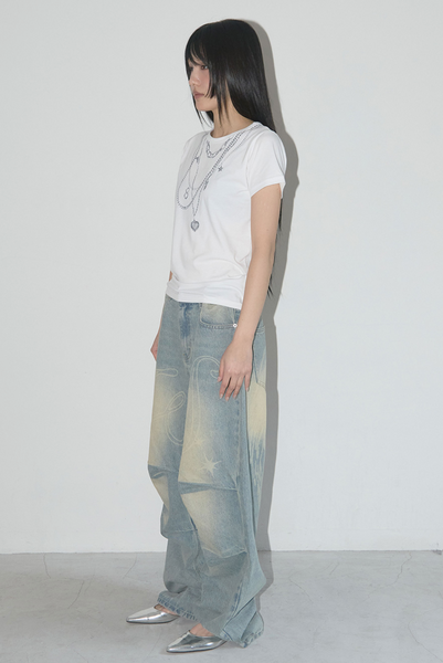 [FANCY CLUB] Angel Vintage Washing Pintuck Pants (BLUE)