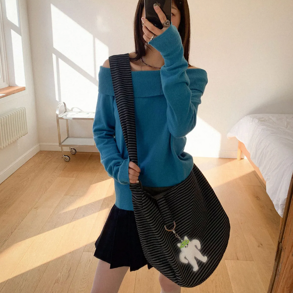 [ITZAVIBE] REVERSIBLE STRIPE BAG