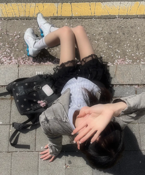 [HUG YOUR SKIN] Star Dust Denim Backpack (Black Denim)