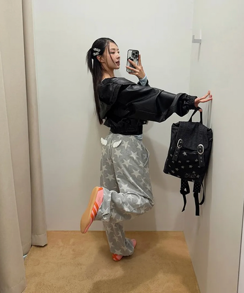 [HUG YOUR SKIN] Star Dust Denim Backpack (Black Denim)