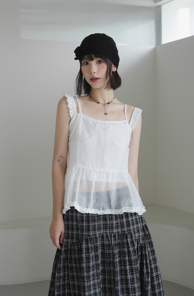 [BINARY01] Ramp Checkered Long Skirt