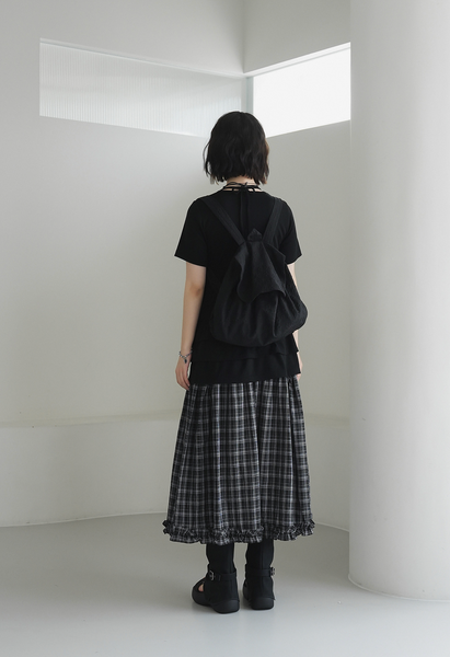 [BINARY01] Ramp Checkered Long Skirt