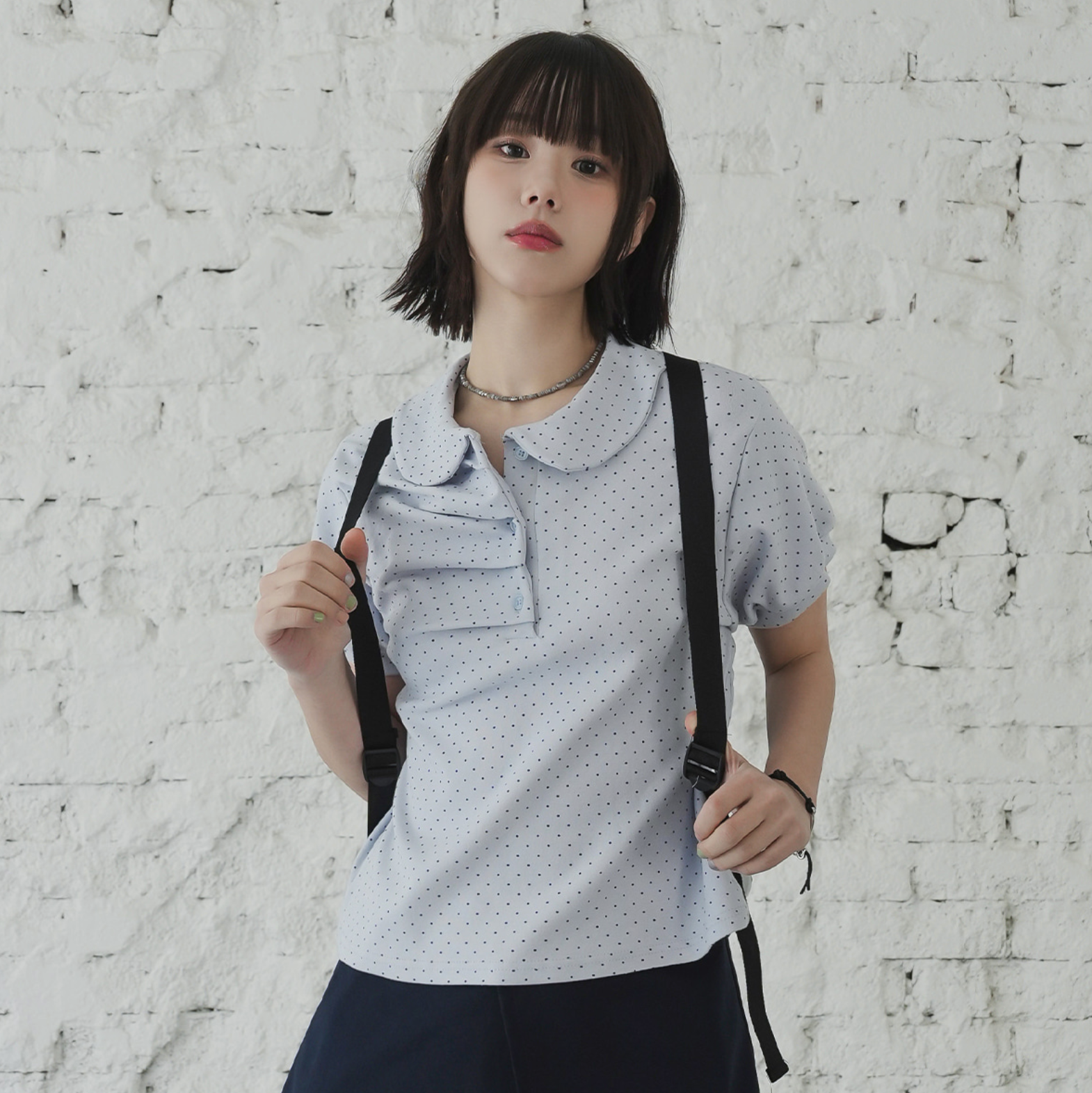 [BINARY01] Hipo Dot Collar T-shirt