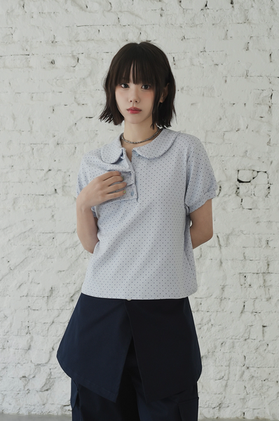 [BINARY01] Hipo Dot Collar T-shirt