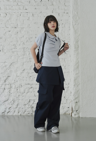 [BINARY01] Hipo Dot Collar T-shirt