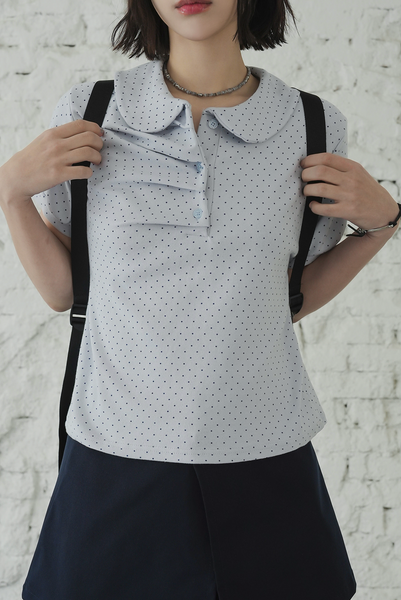 [BINARY01] Hipo Dot Collar T-shirt