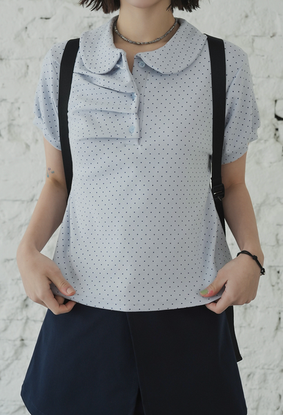 [BINARY01] Hipo Dot Collar T-shirt