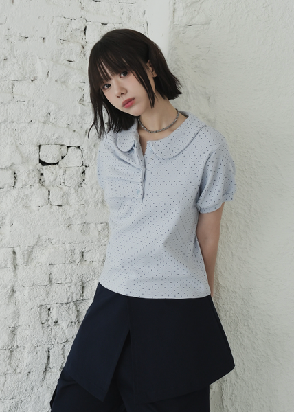 [BINARY01] Hipo Dot Collar T-shirt