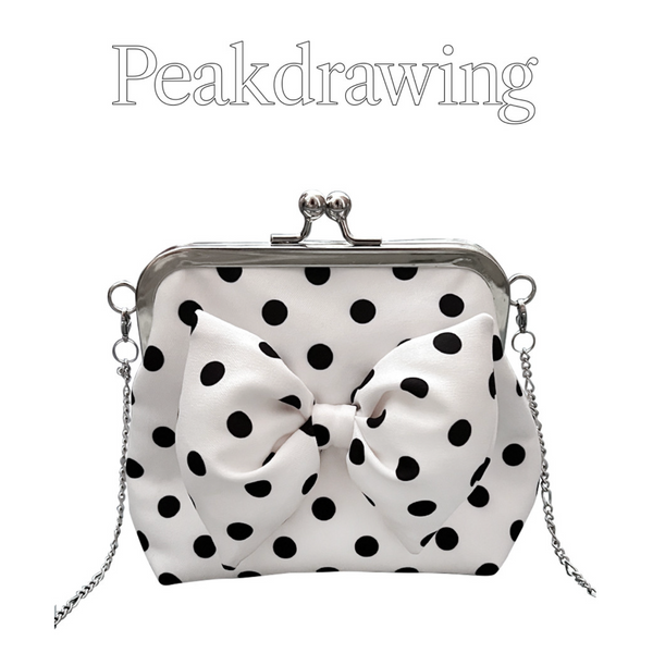 [Peakdrawing] [Cream.ver] Medium Ribbon Polkadot Frame Bag