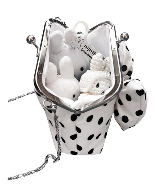 [Peakdrawing] [Cream.ver] Medium Ribbon Polkadot Frame Bag