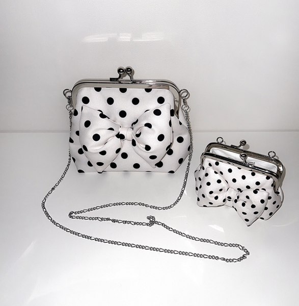 [Peakdrawing] [Cream.ver] Medium Ribbon Polkadot Frame Bag