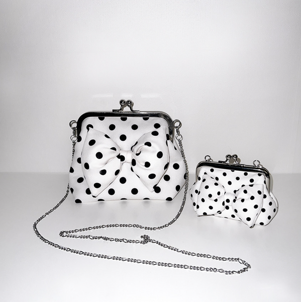 [Peakdrawing] [Cream.ver] Ribbon Polkadot Frame Mini Bag