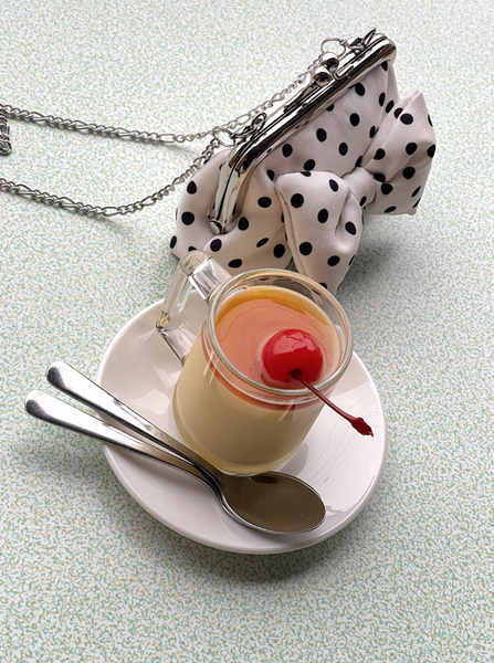 [Peakdrawing] [Cream.ver] Ribbon Polkadot Frame Mini Bag