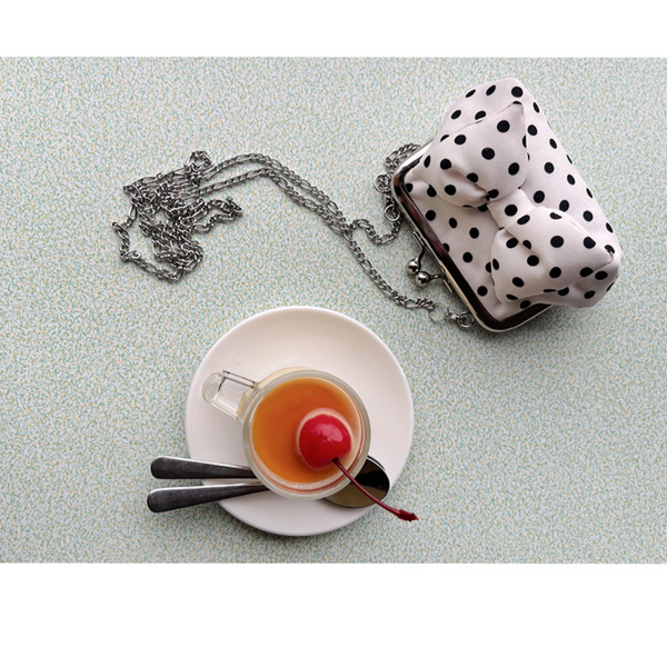 [Peakdrawing] [Cream.ver] Ribbon Polkadot Frame Mini Bag