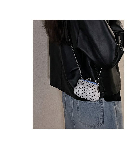 [Peakdrawing] [Cream.ver] Ribbon Polkadot Frame Mini Bag