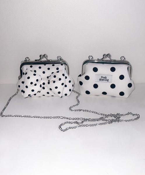 [Peakdrawing] [Cream.ver] Ribbon Polkadot Frame Mini Bag