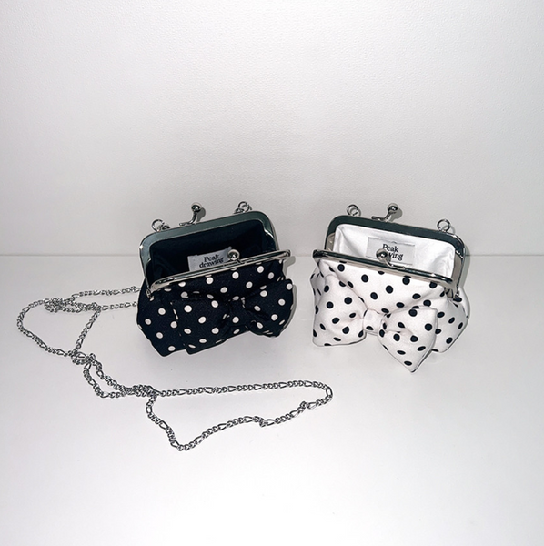 [Peakdrawing] [Cream.ver] Ribbon Polkadot Frame Mini Bag
