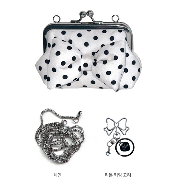 [Peakdrawing] [Cream.ver] Ribbon Polkadot Frame Mini Bag