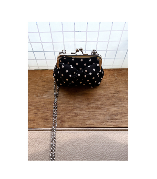 [Peakdrawing] [Black.ver] Ribbon Polkadot Frame Mini Bag