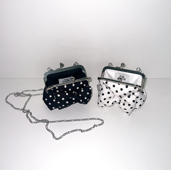 [Peakdrawing] [Black.ver] Ribbon Polkadot Frame Mini Bag