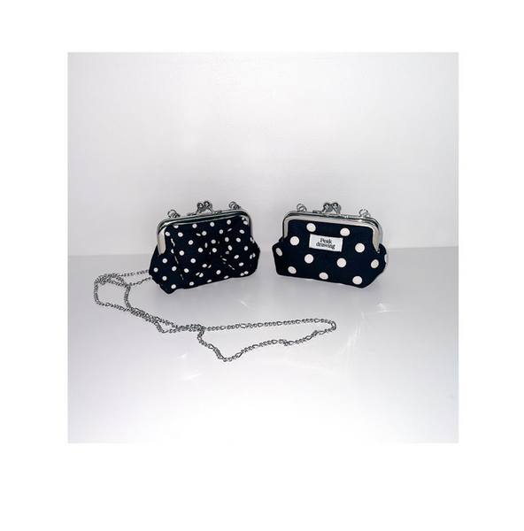 [Peakdrawing] [Black.ver] Ribbon Polkadot Frame Mini Bag